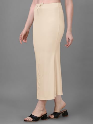 Image of Women's Saree Shapewear Petticoat, Cotton Blend Stretchable Mermaid Skirt, High Waist Tummy Control, Smooth Curve Fit with Adjustable Drawstring