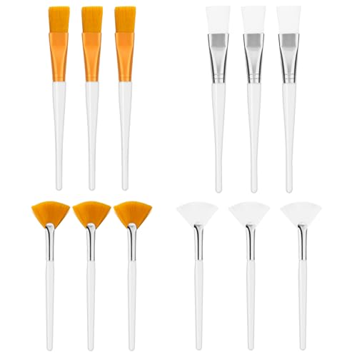 12 pcs Cepillos de Máscara de Abanico, Pinceles para Mascarilla, Cepillos Aplicadores Facialesl, Cepillo Aplicador de Ácido Herramientas de Maquillaje Pinceles, para Crema de Mascarilla de Barro