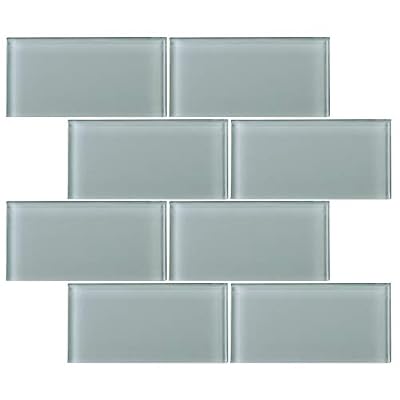 TCSAG-05 3x6 Light Grey Glass Subway Tile -Kitchen and Bath Backsplash Wall Tile (1sqt)