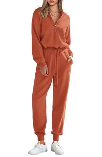 Image of PRETTYGARDEN Women's 2 Piece Sweater Set Pullover Zip Up Sweatshirt Jogger Sweatpants Tracksuit Casual Outfit