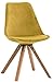 CLP Sedia da Pranzo Pegleg in Velluto I Sedia Design Rosa Scandinavo Imbottita in Legno con Gambe Quadrate I Sedia Ospite Imbottita, Colore:Giallo, Colore della Cornice:Noce