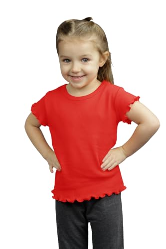 Short Sleeve Lettuce Edge Girls Shirt, Lettuce Trim Girls Top, Toddler Ruffle Edge Tshirt, Cute Ruffle trime Girls Shirt