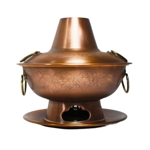 INUUXLG Hot Pot Copper Hot Pot Thick Handmade Copper Pot Hot Pot Household Shabu-shabu Hot Pot Chinese Hot Pot(32cm) (Copper 40cm) (Copper 38cm)