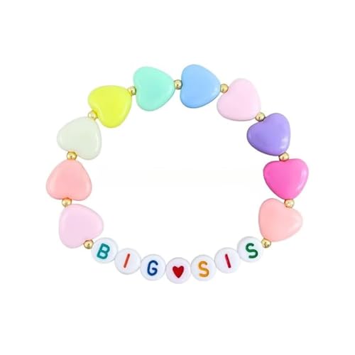 Image of Colorful Big Sister Bracelet Little Sister Bracelet Letter Beads and Heart Beads Bracelet Y2K Jewelry Gifts for Women