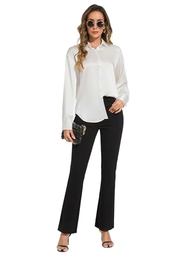 adorence Anzughose Damen – Schwarze Hose Elegant, Business Hose, Slim Fit Stoffhose mit Stretch, Bootcut und 4 Taschen – Perfekt für Büro & Freizeit-Schwarz 73cm M