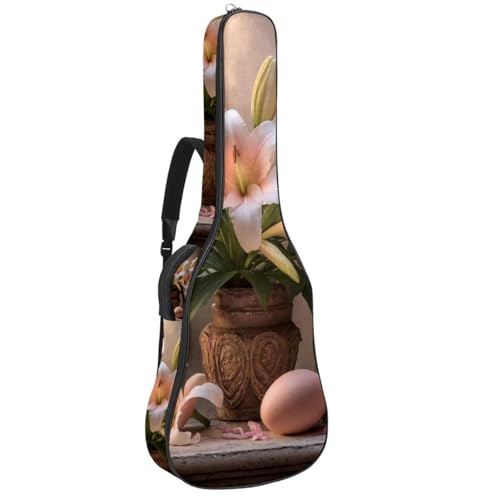 Housse guitare acoustique étanche 108x40x12cm aux motifs œufs de lys de Pâques