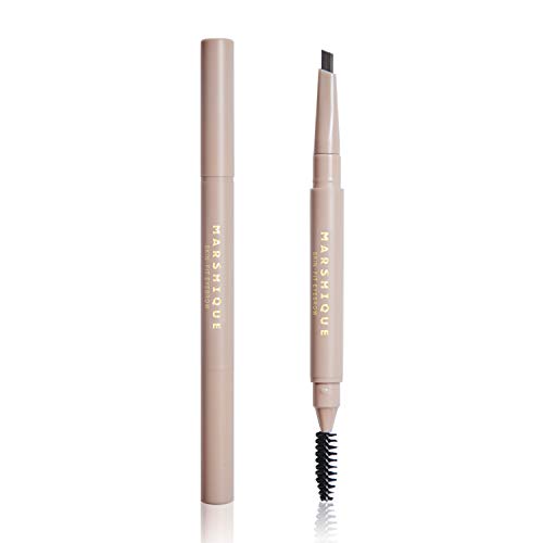 Marshique Skin Fit Flat Auto Eyebrow Pencil (Ash Gray)- including Spoolie Brush, Soft Texture, Natural Looking, Long Lasting