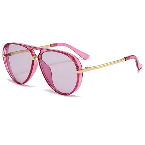 bullabulling Fashion Oversized Pilot Sunglasses Women Big Frame Sun Glasses Goggle Trendy Metal Frame Oval Shades