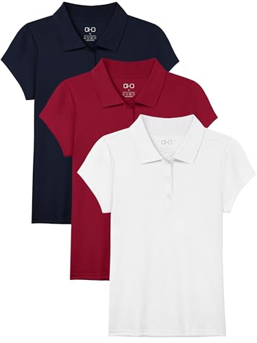 Image of OHD 3 Pack Girls Polo Shirt Cotton School Uniform Polo for Girls 3T-14