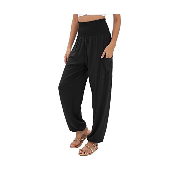 QIANXIZHAN Women’s Harem Pants, High Waist Yoga Boho Trousers with Pockets