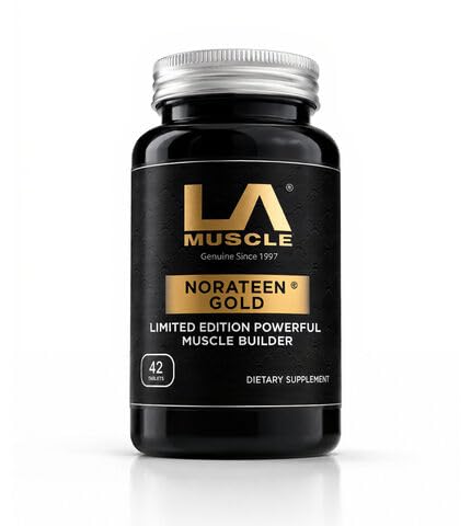 LA Muscle Norateen Gold (42 Tablets- 1 Pack) 100% Natural Extreme Muscle Gain Formula Weight Gain Pills Based Supplement Refined Over 20 Years Ultimate Mass Gain with Zero Oestrogen Build Up