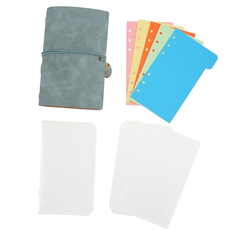 80シートルーズリーフノートブックPUレザーカバー6リングバインダースパイラルジャーナルメモを書くためのオフィス学用品 (シアン)