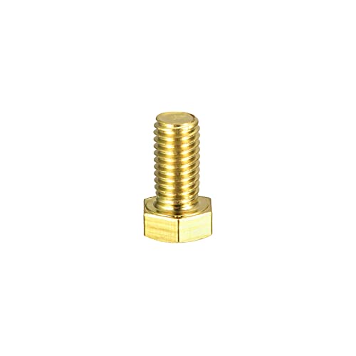 Image of uxcell Brass Hex Bolts, 1 /2-13x1 1pcs Fully Thread Grade 4.8 Solid Brass Hexagon Head Bolt Machine Screws for Machinery