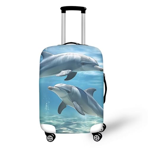 Image of Mumeson Dolphin Luggage Cover Elastic Washable Stretch Suitcase Protector for Ladies Polyeester Elastic Luggage Protect Cover