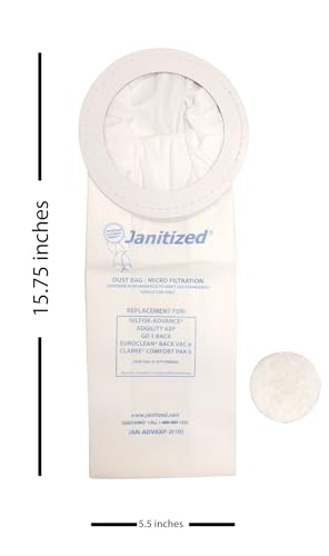 Janitized JAN-ADV6XP-2 Premium Replacement Commercial Vacuum Paper Bag for Advance Adgility 6XP Vacuum Cleaner, OEM#1471098500 (Pack of 10) image 4