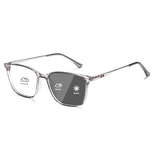 Image of Cyxus Photochromic Blue Light Blocking Glasses for Men Women, Lightweight Square Eyeglasses, UV Protection Transition Sunglasses for Computer Gaming Outdoor Daily Wear 8208iT43
