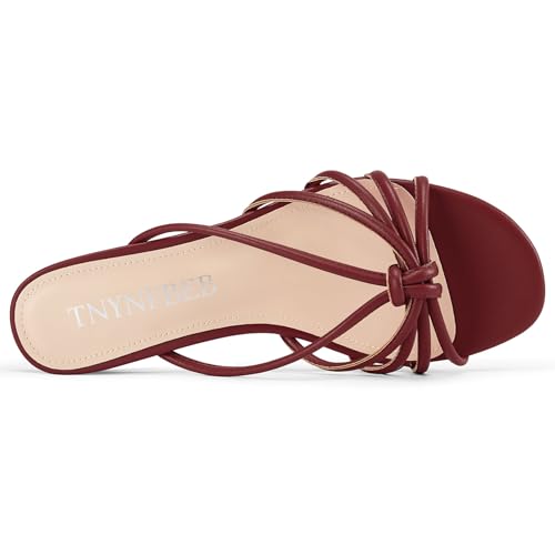 Image of TNYNFBEB Womens Sandals Mules Low Kitten Heel Open Toe Shoes Slip-on Slingback Prom Party Dress Summer 1.4 Inches Heels