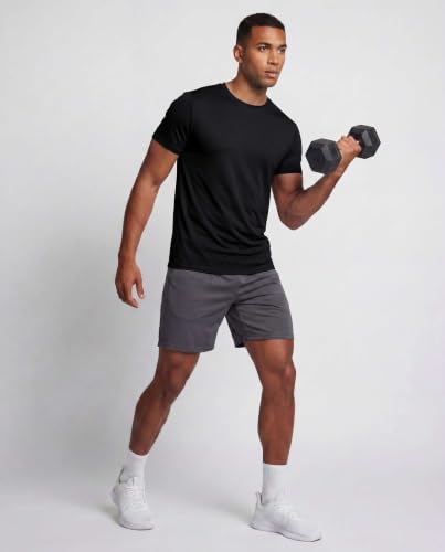 Image of 5 Pack Men's Dry Fit Workout T Shirts Crew Neck Athletic Gym Running Tees | Short Sleeve, Moisture Wicking, Cooling, Stretch, Undershirts, Work, Summer, Hiking, Tennis, Basketball, Sports, Exercise