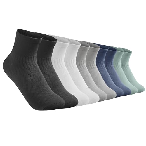 5 Pairs Men's Thin 100% Cotton Ankle Socks with Aloe Vera Infused Moisturizing,Seamless Toe Design,High Elasticity Sport Athletic Running Crew Socks Size 7-10