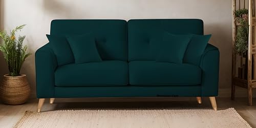 Image of Velvet Contemperory Sofa with Cushion Chaise Lounge Sectional Sofa Perfect for Living Room & Bedroom Guests Home & Office (Green Colour, Three Seater)