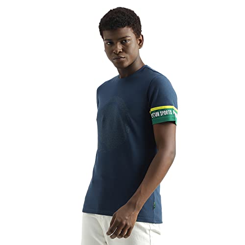 Image of UNITED COLORS OF BENETTON Men's Cotton Printed Regular Fit T-Shirt