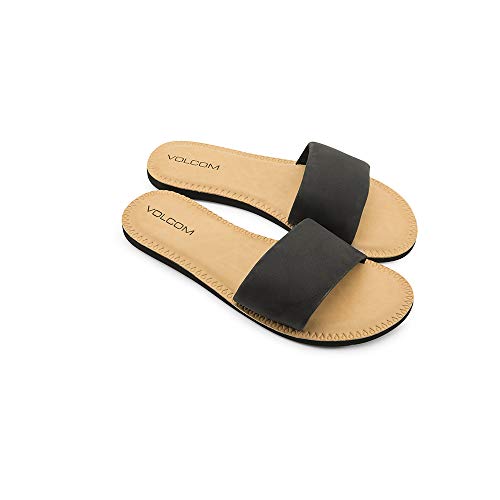 Image of Volcom Women's Simple Slide Sandals - Cushioned Synthetic Leather Strap Slides With Padded Footbed