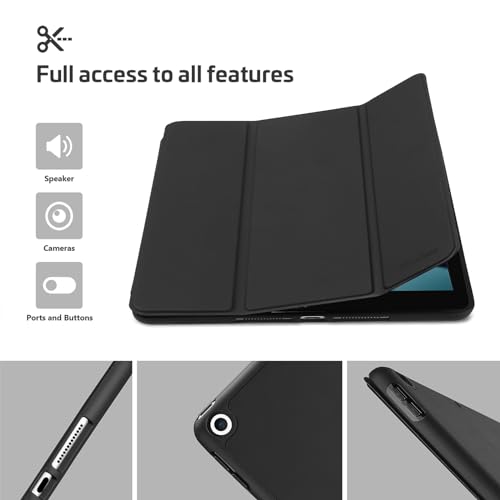 ProCase Smart Case for iPad 10.2 (9th Gen 2021/ 8th Gen 2020 / 7th Gen 2019) with Pencil Holder and Soft TPU Back Cover, Slim Steady Stand Protective Case for 10.2" iPad -Black