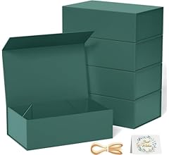 5 Pack Green Gift Box, 12x6x4 Inch Gift boxes for Presents with Lids Magnetic Closure Rectangle Collapsible for Groomsman P…