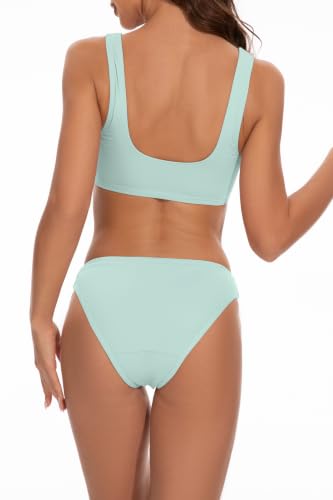 Image of Beautikini Period Swimwear for Teens Two Piece Leakproof Menstrual Bikini Swimsuit Sporty Bathing Suits for Girls Women