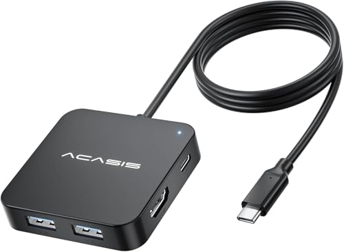 USB C Hub Long Cable 4FT 10Gbps, Multiport Adapter with 4K 60Hz HDMI, 100W Power Delivery, 3 USB...