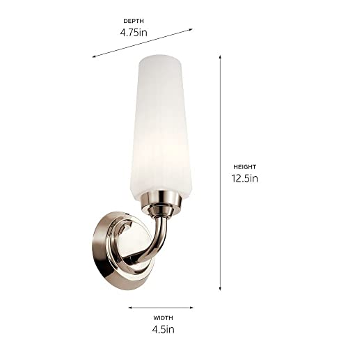 Image of Kichler Truby 11.5 Inch 1 Light Wall Sconce with Satin Etched Cased Opal Glass in Polished Nickel