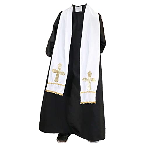 Roupa Festa Junina Bebê Fantasia Padre C/Batina e Colarinho (M 1-2)