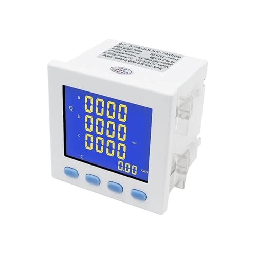 LCD Three Phase Panel Meter V A Hz cos kWh Electricity Meter Multi Function Watt Hour 5A Ampere Volt Power Factor Meter(White)