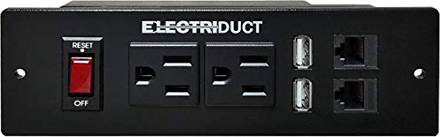 Furniture Power and Data Center - 2 Power, 2 CAT5e RJ45 and 2 USB Pass Through hub - Black