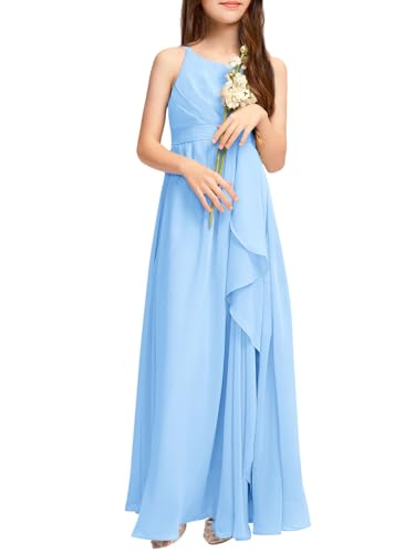 Girls Formal Dress With V Neck Imily Bela Girls A-Line Halter Maxi Dress – Chiffon Flower Girl & Junior Bridesmaid Gown Full Length Dresses For Girls