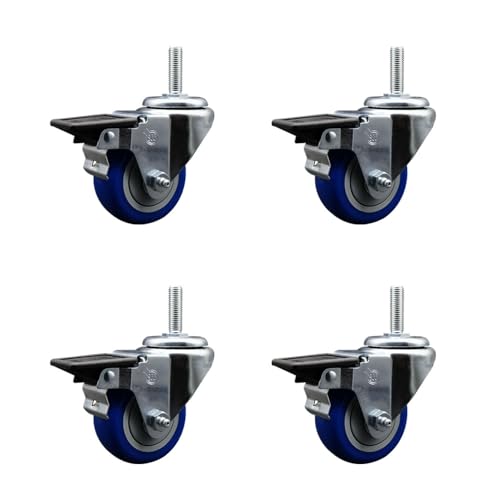 Polyurethane Swivel Threaded Stem Caster Set of 4 w/3