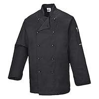 Portwest C834 Unisex Somerset Durable Proffesional Chef Jacket Long Sleeve Black, X-Large