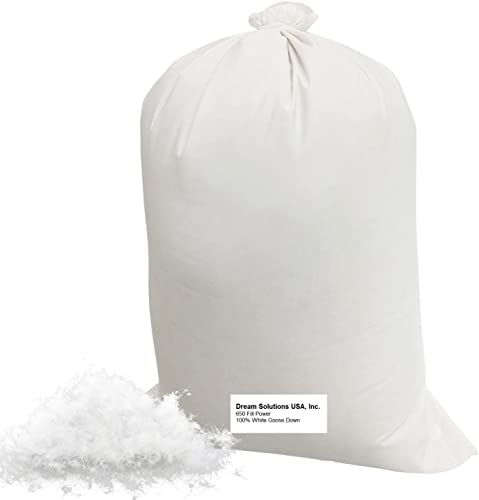 DS Solutions USA Bulk Goose Down – 100% Natural White, No Feathers – (2 lbs.) Filling 650 Fill Power - Fill Comforters, Pillows, Jackets and More – Ultra Plush Hungarian Softness