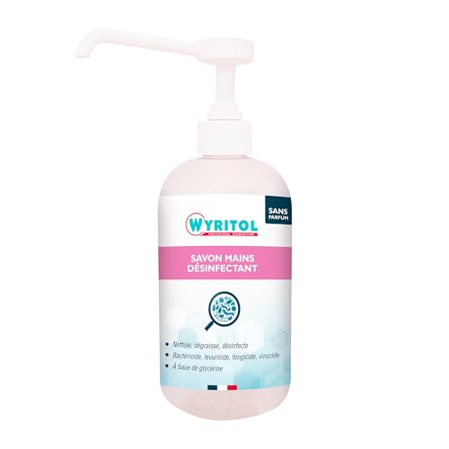 Wyritol - Savon liquide désinfectant - Nettoie, dégraisse et désinfecte - Virucide, bactéricide, levuricide, fongicide - Formule naturelle - Adoucit les mains - 500ML - Fabrication française