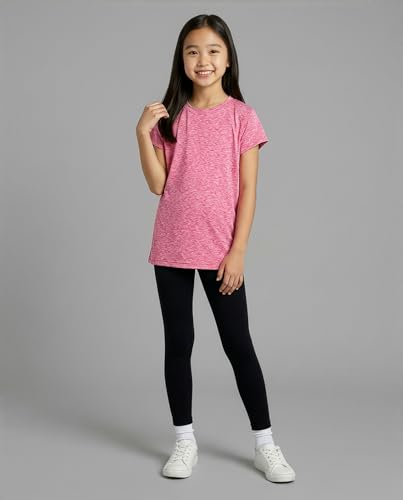 Real Essentials 5 Pack: Girls' Short Sleeve Dry-Fit Athletic T-Shirt - Active Gym Crew Neck Tops for Teens Kids (Ages 4-16) - Image 4