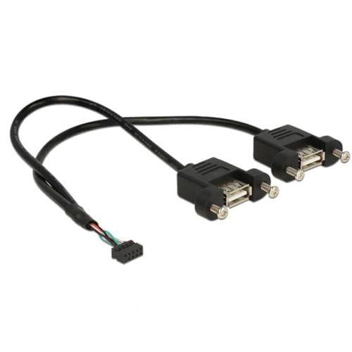 DeLock Kabel USB 2.0 Pfostenbuchse 2,00 mm 10 Pin > 2 x USB 2.0 Typ-A Buchse zum Einbau 25 cm