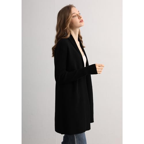 Image of GreenMount Cashmere Women's Front Fashion Cardigan for Annual Lightweight Mid-Length Cashmere Coat