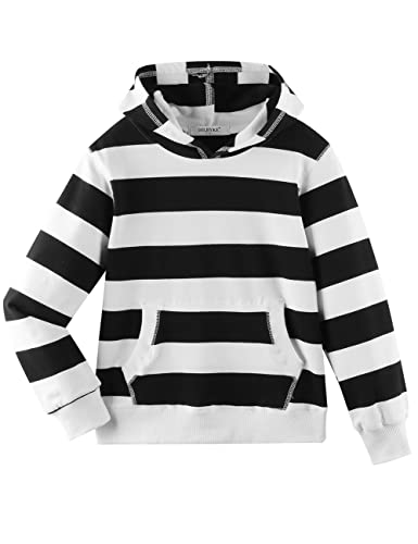 Image of DILBYKE Boys Girls Hoodies Hooded Sweatshirts Classic Solid Sport Pullover Top Lightweight Series Plush Cotton for 5-12 Years