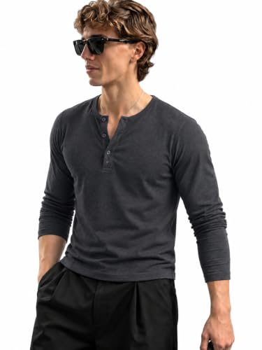 Image of BULLMER Men's Trendy Full Sleeve Henley Neck T-Shirt | Cotton Blend Solid Casual Tee | Stylish Menswear for Everyday | Sizes S to 2XL - Pack 1