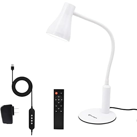 CeSunlight LED Desk Lamp, 3 Lighting Modes and 6 Brightness Levels, 10W Flexible Gooseneck Table Lamp for Living Room and Study, Remote Control with Timing Function, AC Adapter Included (White) Cover