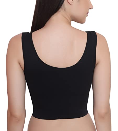 Image of GLAMORAS Women Nylon Spandex Padded Non Wired Front Zip High Intensity Workout Sports Bra, Size-L, Black