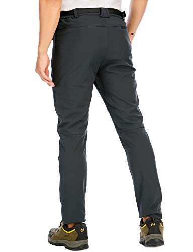 DAFENP Herren Wanderhose Skihose Wasserdicht Softshellhose Winddicht Winter Outdoorhose Snowboardhose Warm Gefüttert Trekkinghose KZ1635M-DarkGrey-L
