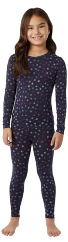 32 Degrees Kid's Heat Base Layer Set (Navy Snowflake, Medium)