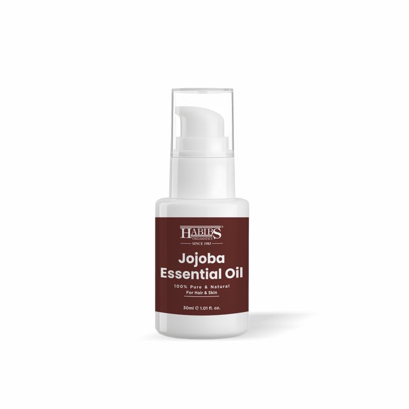 Image of Habibs Pure Jojoba Carrier Oil - 100% Organic, Cold-Pressed for Balanced Skin, Hair & Acne Control 30ML