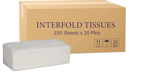 Interfold Tissue 150 Sheets x 2 Ply | Soft Paper Hand Towels | Bulk Pack 20 Boxes